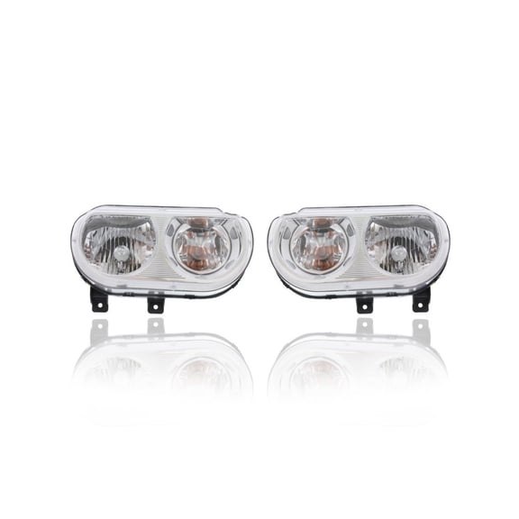 Headlight Assembly - Compatible/Replacement for '08-14 Dodge Challenger SE/SXT/Rally/RT-Only - Halogen - Pair, Left Driver + Right Passenger Set - 5028776AA, 5028777AA CAPA