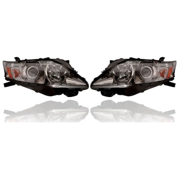 Headlight Assembly - Compatible/Replacement for '10-12 Lexus RX 350 (Japan Built) - Halogen, Chrome Interior Bezel - Pair, Left Driver + Right Passenger Set - 8113048680, 8117048680