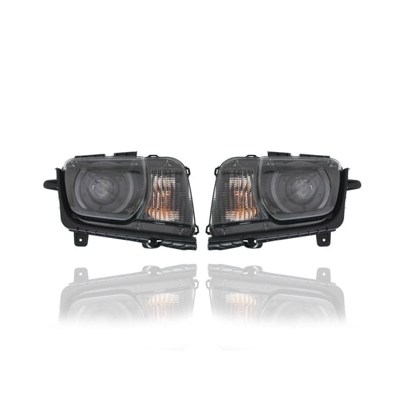 Headlight Assembly - Compatible/Replacement for '10-13 Chevrolet Camaro Coupe/Convertible-1LT/2LT/1SS/2SS, 14-15 Camaro-ZL1 - HID Without Leveling System - Pair, Left + Right Set - 22959920, 22959919