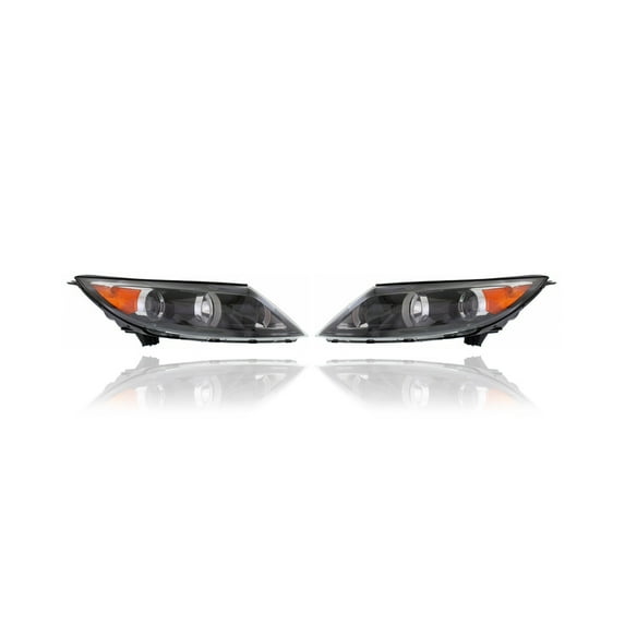 Headlight Assembly - Compatible/Replacement for '11-12 Kia Sportage (Exclude EX/SX) - Halogen Without LED Daytime Running Light Bar - Pair, Left Driver + Right Passenger Set - 921023W050, 921013W050