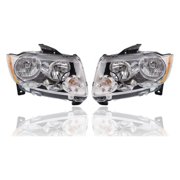 Headlight Assembly - Compatible/Replacement for 11-13 Jeep Grand Cherokee Laredo-Only - Halogen - Pair, Left Driver + Right Passenger Set - 55079378AF, 55079379AF
