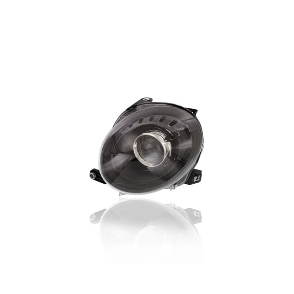 Headlight Assembly - Compatible/Replacement for '12-18 Fiat 500 Hatchback/Convertible - Halogen, Projector Type, Black Trim Without Logo - Left Hand - Driver - 68172231AC - CAPA