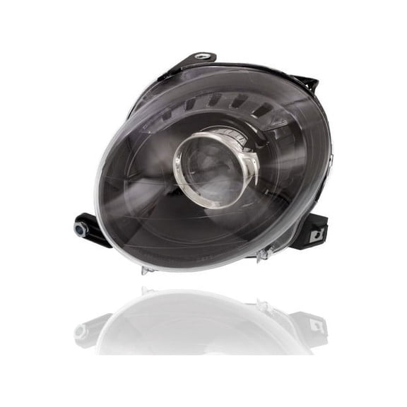 Headlight Assembly - Compatible/Replacement for '12-18 Fiat 500 Hatchback/Convertible - Projector With Black Trim, Without Logo, Halogen - Left Hand - Driver - 68172231AC