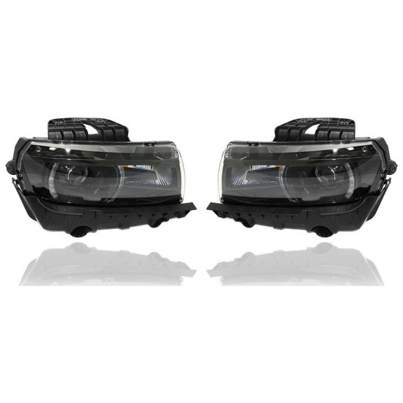 Headlight Assembly - Compatible/Replacement for '14-15 Chevrolet Camaro 1LT/2LT/1SS/2SS/RS-Package - HID - Pair, Left Driver + Right Passenger Set - 23398036, 23398037