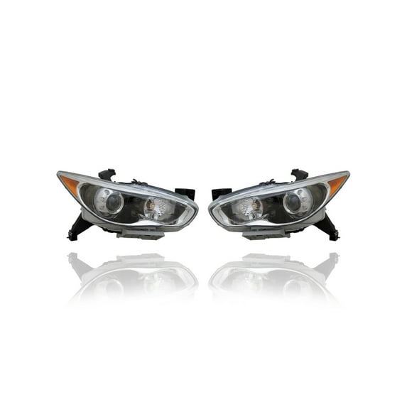 Headlight Assembly - Compatible/Replacement for '14-15 Infiniti QX60/Hybrid, 13-13 JX35 - Pair, Left Driver + Right Passenger Set - 260103JA0A, 260603JA0A CAPA