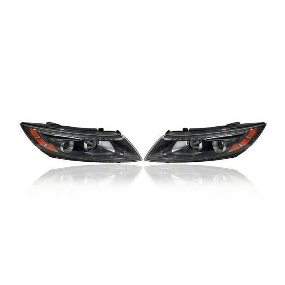 Headlight Assembly - Compatible/Replacement for '14-16 Kia Optima Hybrid Base/LX - Halogen With LED Daytime Running Light - Pair, Left Driver + Right Passenger Set - 921024U620, 921014U620 CAPA