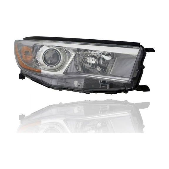 Headlight Assembly - Compatible/Replacement for '14-16 Toyota Highlander/Hybrid-Limited, 15-16 LE/LE Plus/XLE - Smoked Chrome Interior - Right Hand - Passenger - 811100E250 - CAPA
