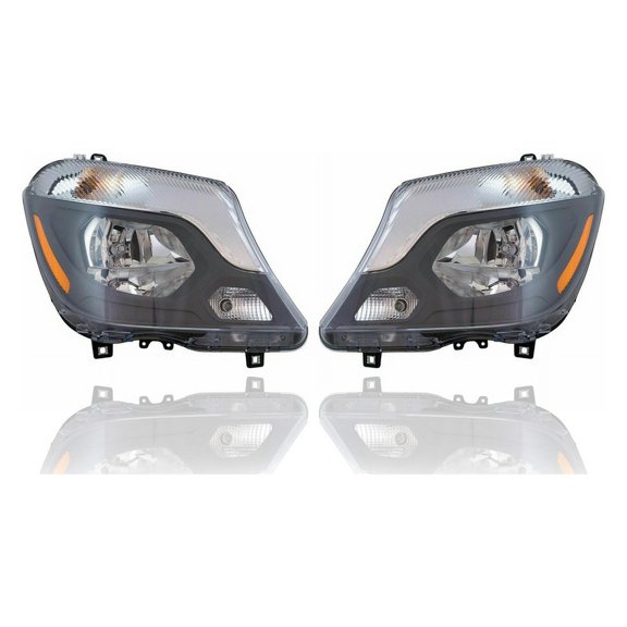 Headlight Assembly - Compatible/Replacement for '14-17 Mercedes-Benz Sprinter Van - Halogen - Pair, Left Driver + Right Passenger Set - 9068202961, 9068202861 CAPA