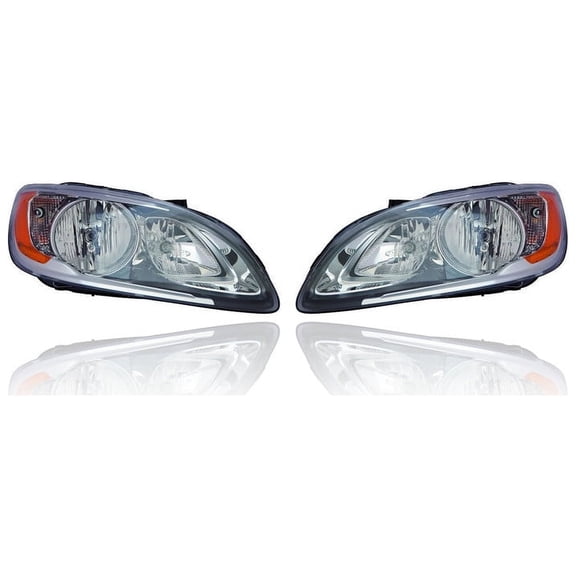 Headlight Assembly - Compatible/Replacement for '14-18 Volvo S60, 15-17 V60 Cross Country - Halogen - Pair, Left Driver + Right Passenger Set - 314202888, 314202870