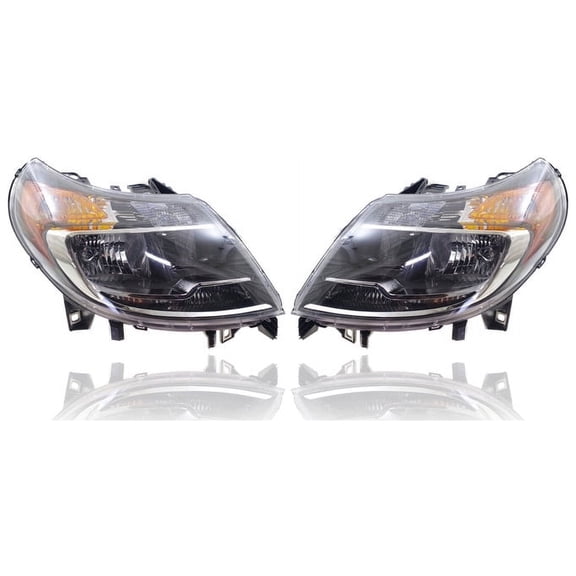Headlight Assembly - Compatible/Replacement for '14-21 RAM Pro Master 1500/2500/3500 - Halogen w/ Daytime Running Lamp - Pair, Left Driver + Right Passenger Set - 68154588AL, 68154589AL