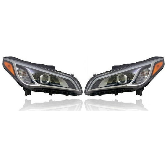 Headlight Assembly - Compatible/Replacement for '15-17 Hyundai Sonata Limited/Sport/Limited 2.0T - Xenon/HID - Pair, Left Driver + Right Passenger Set - 92102C2100, 92101C2100