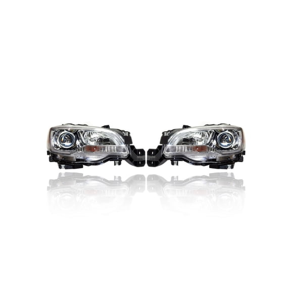 Headlight Assembly - Compatible/Replacement for '15-17 Subaru Legacy/Outback 2.5L Base/Premium/Limited - Halogen, Chrome Interior - Pair, Left Driver + Right Passenger Set - 84001AL00A 84001AL01A CAPA