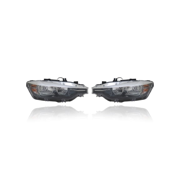 Headlight Assembly - Compatible/Replacement for '16-18 BMW 3-Series/Hybrid/320i/328d/330i/340i Sedan/Wagon - Halogen - Pair, Left Driver + Right Passenger Set - 63117365600, 63117365599 CAPA