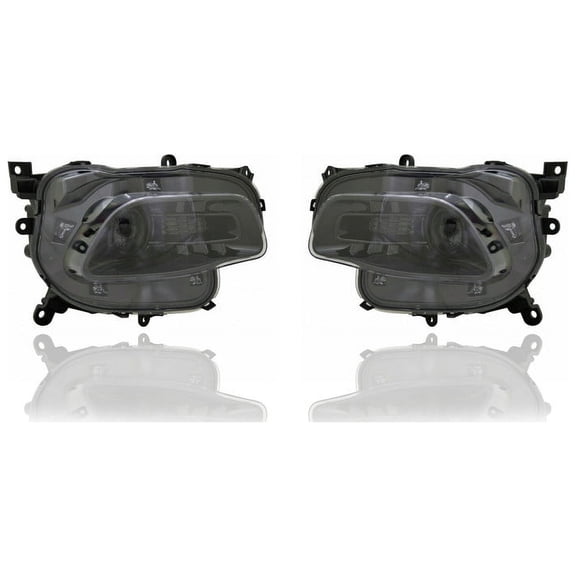 Headlight Assembly - Compatible/Replacement for '16-18 Jeep Cherokee, 17-18 Cherokee Trailhawk - Halogen With Black Trim - Pair, Left Driver + Right Passenger Set - 68292992AB, 68292993AB CAPA