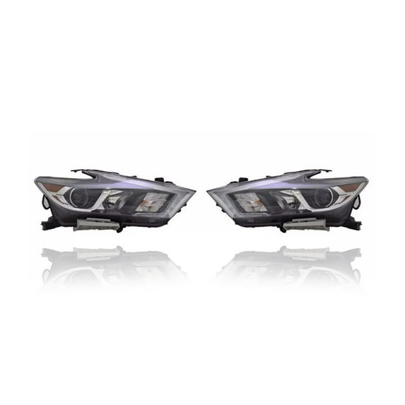 Headlight Assembly - Compatible/Replacement for '16-18 Nissan Maxima S/SV/SL - Halogen - Pair, Left Driver + Right Passenger Set - 260104RF9B, 260604RF9B