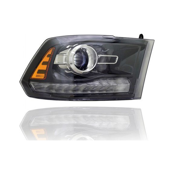Headlight Assembly - Compatible/Replacement for '16-22 RAM Pickup 1500/Classic, 16-18 2500/3500 - Halogen, Projector Black Interior - Right Hand - Passenger - CAPA - 68324932AD