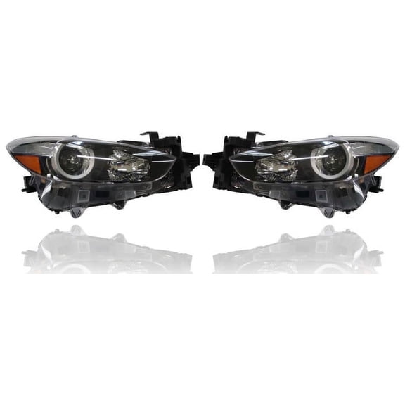 Headlight Assembly - Compatible/Replacement for '17-18 Mazda Mazda3 Sedan/Hatchback Sport/Touring, 17-17 Grand Touring - Halogen - Pair, Left Driver + Right Passenger Set - BABF510K0D, BABF510L0D CAPA