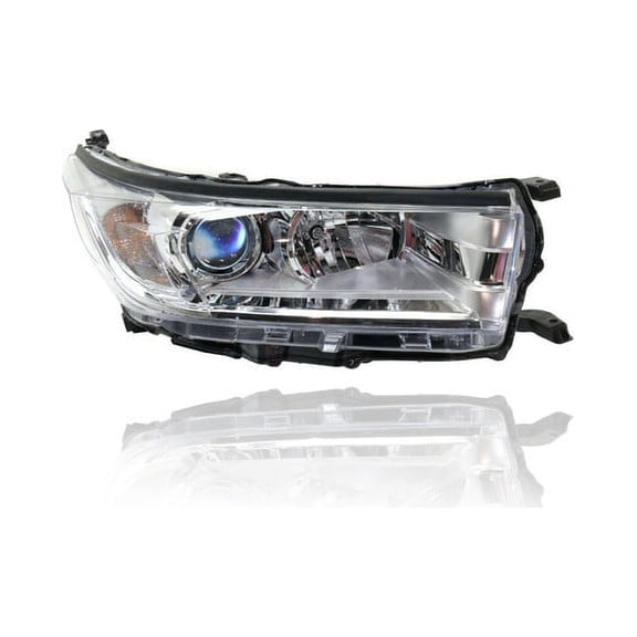 Headlight Assembly - Compatible/Replacement for '17-19 Toyota Highlander/Hybrid LE/LE Plus/XLE - Smoked Chrome Without LED Daytime Running Light - Right Hand - Passenger - 811100E330