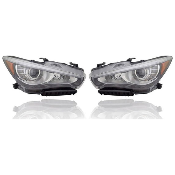 Headlight Assembly - Compatible/Replacement for '18-19 Infiniti Q50/Hybrid (Exclude Hybrid Luxe) - LED Without Adaptive Light System - Pair Set - 260106HH7A, 260606HH7A CAPA