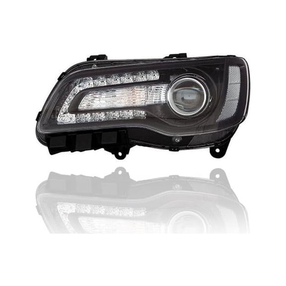 Headlight Assembly - Compatible/Replacement for '18-21 Chrysler 300 - Halogen, Projector, Black Bezel - Left Hand - Driver - 68402949AA - CAPA Fits select: 2019 CHRYSLER 300C