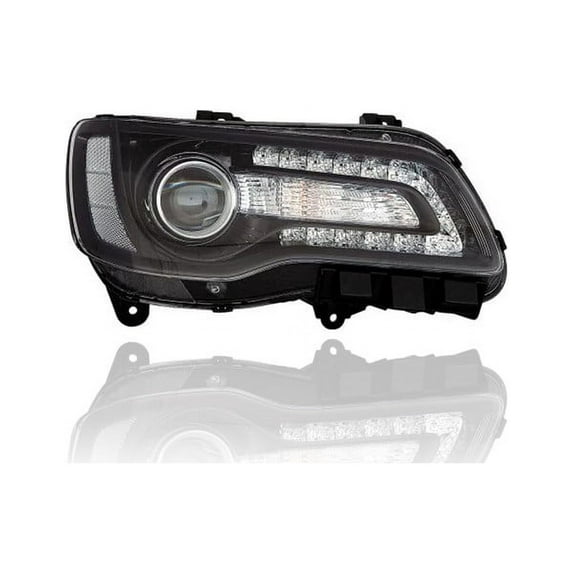 Headlight Assembly - Compatible/Replacement for '18-21 Chrysler 300 - Halogen, Projector Type, Black Bezel - Right Hand - Passenger - 68402948AA Fits select: 2019 CHRYSLER 300C