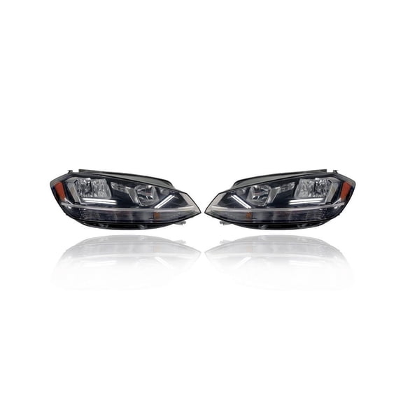 Headlight Assembly - Compatible/Replacement for '18-21 Volkswagen VW Golf/GTI, 18-19 Alltrack/Sportwagen - Halogen - Pair, Left Driver + Right Passenger Set - 5GM941006E, 5GM941005E - CAPA