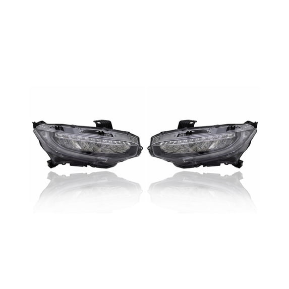 Headlight Assembly - Compatible/Replacement for '19-19 Honda Civic Sedan/Coupe/Touring (North American Built) - LED - Pair, Left Driver + Right Passenger Set - 06331TBA305, 06336TBA305