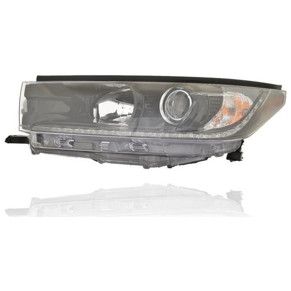Headlight Assembly - Compatible/Replacement for '19-19 Toyota Highlander SE - Halogen With LED Daytime Running Lamp, Dark Black Interior - Left Hand - Driver - 811500E560 - CAPA