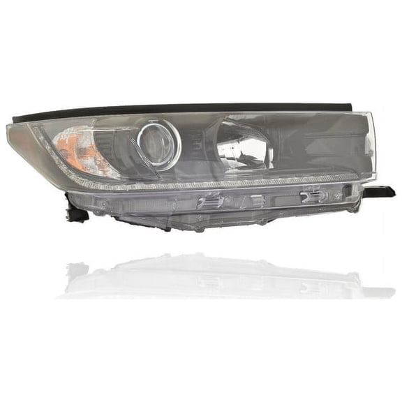 Headlight Assembly - Compatible/Replacement for '19-19 Toyota Highlander SE - Halogen With LED Daytime Running Lamp, Dark Black Interior - Right Hand - Passenger - 811100E560 - CAPA