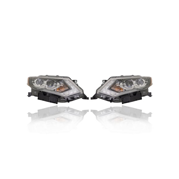 Headlight Assembly - Compatible/Replacement for '19-20 Nissan Rogue, 19-19 Rogue Hybrid SL (USA-Built) - LED With Daytime Running Lamp - Pair Set - 260106FL7A, 260606FL7A