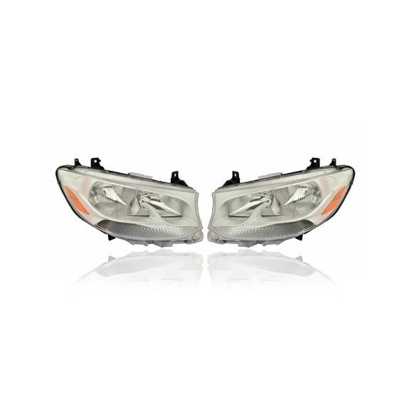 Headlight Assembly - Compatible/Replacement for '19-21 Mercedes-Benz Sprinter Cargo/Passenger Van 1500/2500/3500 - Halogen - Pair, Left Driver + Right Passenger Set - CAPA - 9109060500, 9109060400