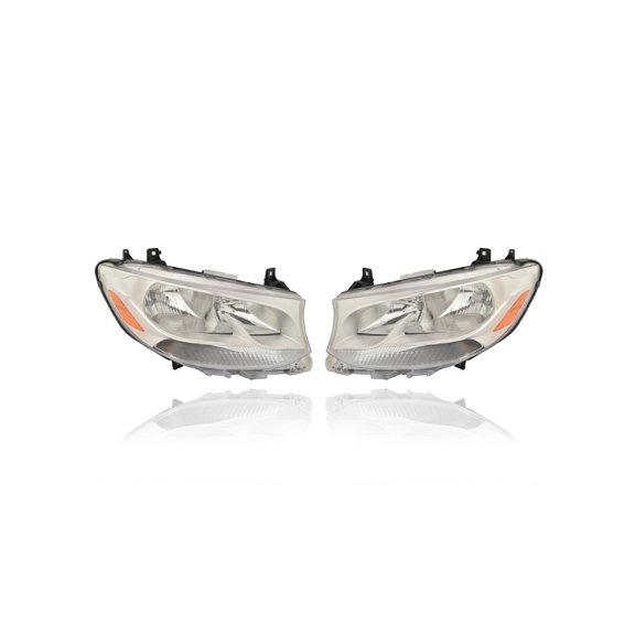 Headlight Assembly - Compatible/Replacement for '19-21 Mercedes-Benz Sprinter Cargo/Passenger Van 1500/2500/3500 - Halogen - Pair, Left Driver + Right Passenger Set - 9109060500, 9109060400
