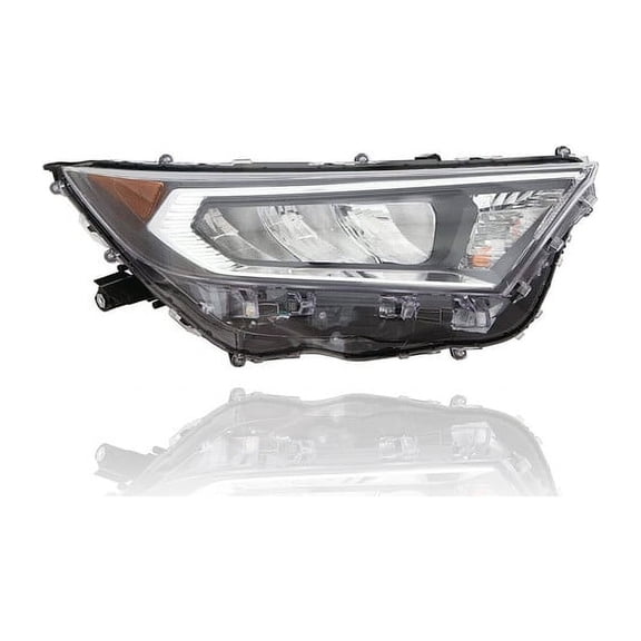 Headlight Assembly - Compatible/Replacement for '19-21 Toyota RAV4 XLE/Premium/Adventure/Limited/TRD Offroad (North American Built) - Halogen/LED Chrome Bezel - Right Hand - Passenger 811100R141 CAPA