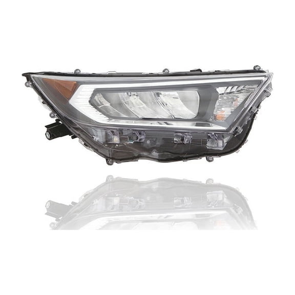 Headlight Assembly - Compatible/Replacement for '19-21 Toyota RAV4 XLE/Premium/Adventure/Limited/TRD Offroad (North American Built) - Halogen/LED Chrome Bezel - Right Hand - Passenger - 811100R141