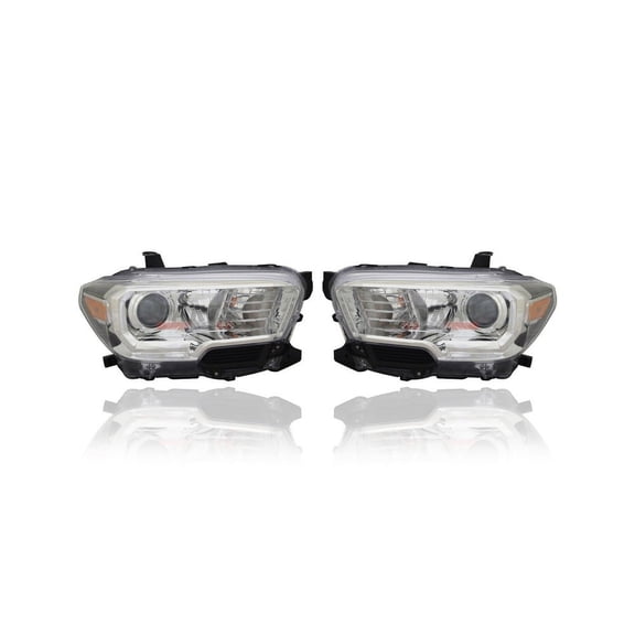Headlight Assembly - Compatible/Replacement for '20-23 Toyota Tacoma SR5 - Halogen With Fog Lamp & Halogen Daytime Running Light - Pair, Left Driver + Right Passenger Set - 8111004262, 8115004262 CAPA