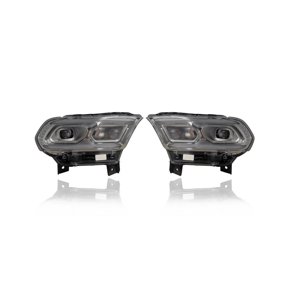 Headlight Assembly - Compatible/Replacement for '21-22 Dodge Durango - LED, Standard Type Chrome - Pair, Left Driver + Right Passenger Set - 68433776AF, 68433777AF