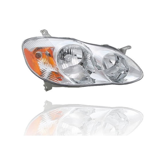 Headlight Assembly - Compatible/Replacement for '03-04 Toyota Corolla CE/LE - Chrome Interior - Right Hand - Passenger - 8111002190 CAPA