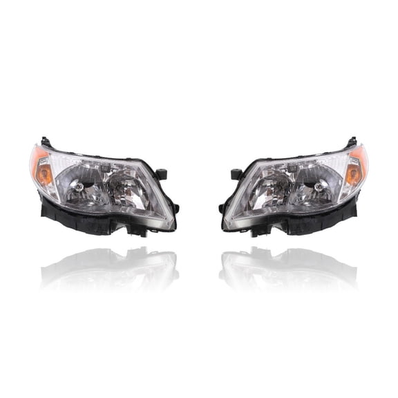 Headlight Assembly - Compatible/Replacement for '09-13 Subaru Forester - Halogen - Pair, Left Driver + Right Passenger Set - 84001SC061, 84001SC071