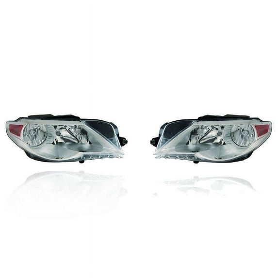 Headlight Assembly - Cooling Direct Fit/For 09-12 Volkswagen Passat CC - Halogen - Pair, Left Driver + Right Passenger Set - 3C8941006F, 3C8941005F