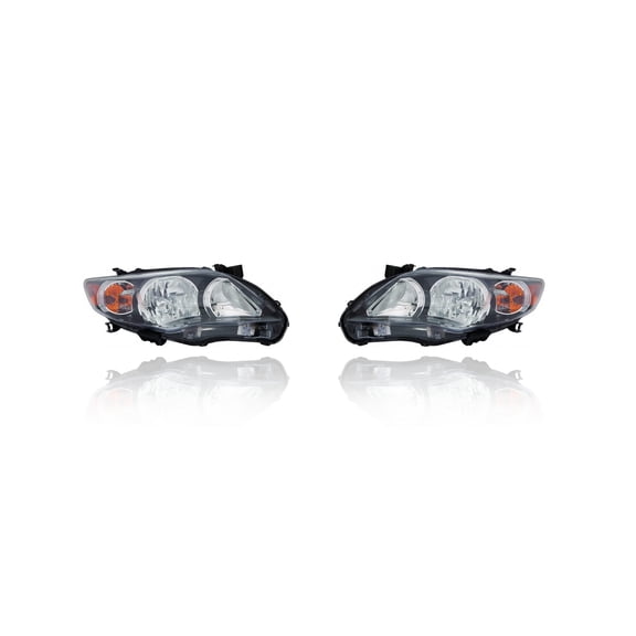 Headlight Assembly - Cooling Direct Fit/For 11-13 Toyota Corolla S/XRS USA-Build - Pair Left and Right Set, Black Bezel, CAPA Certified - 8111002B60, 8115002B60