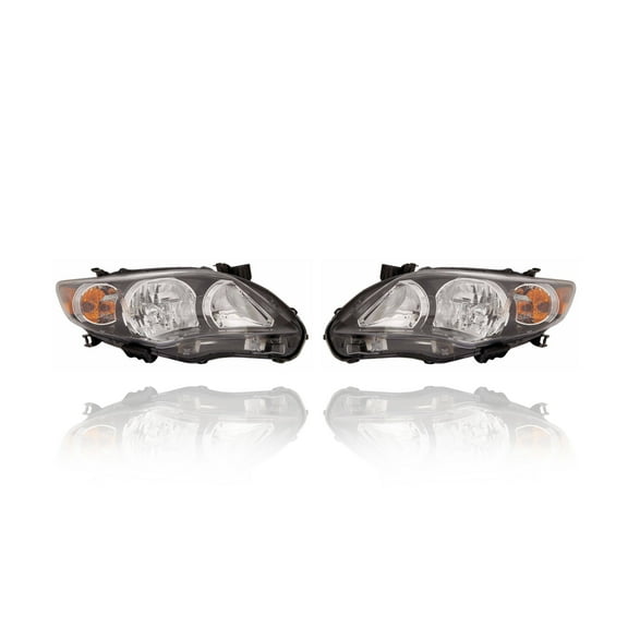 Headlight Assembly - Cooling Direct Fit/For 11-13 Toyota Corolla S/XRS USA Build - Both Pair Left Right Set, Black Bezel, NSF Certified - 8111002B60, 8115002B60
