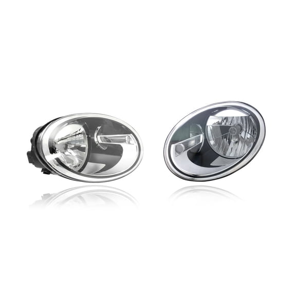 Headlight Assembly - Cooling Direct Fit/For 12-19 VW Volkswagen Beetle-Coupe, 13-19 Convertible - Halogen - CAPA - Pair, Left Driver + Right Passenger Set - 5C1941006, 5C1941005