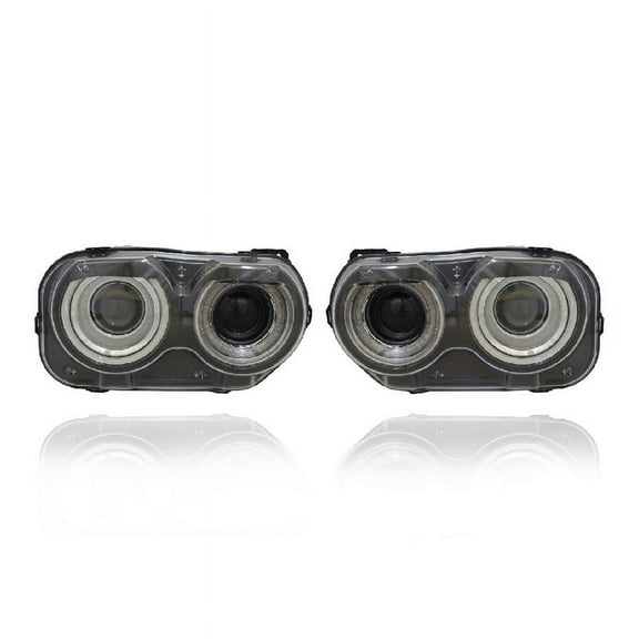 Headlight Assembly - Cooling Direct Fit/For 15-20 Dodge Challenger - Halogen Without Illumination - Pair, Left Driver + Right Passenger Set - CAPA - 68174064AF, 68174065AF