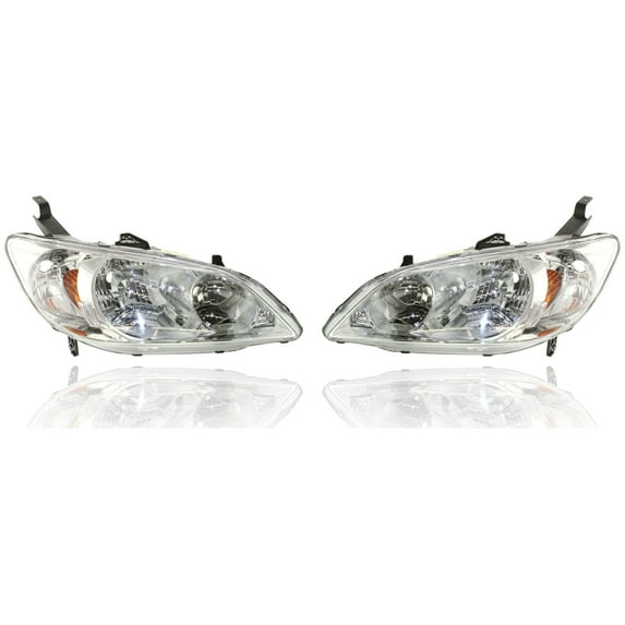 Headlight Assembly - Cooling Direct Fit/For 33101S5AA51; 33151S5AA51 04-05 Honda Civic Coupe Sedan Hybrid - Pair Both Left Driver & Right Passenger Set, NSF Certified