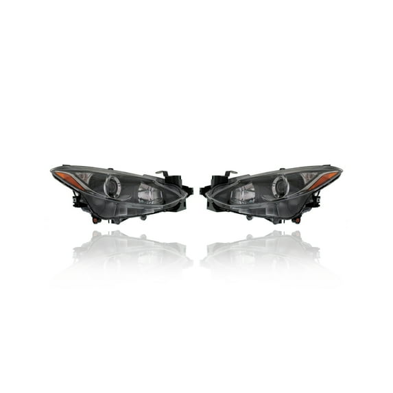 Headlight Assembly - Cooling Direct Fit/For BPW1510K0, BPW9510L0A 14-16 Mazda Mazda3 Hatchback, 14-16 Sedan - Halogen (Pair, Left Driver + Right Passenger Set) CAPA Fits select: 2014 MAZDA 3 TOURING