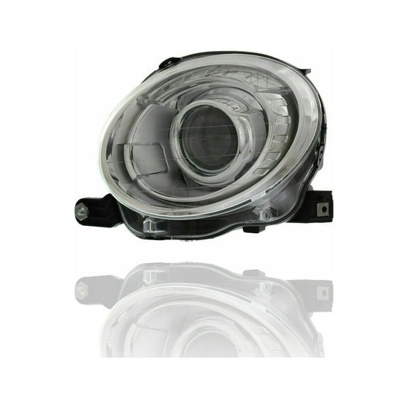 Headlight Assembly - Cooling Direct Fit/For FI2502100 12-19 Fiat 500-Hatch/Convertible - Left Hand - Driver, Projector Type, Without Black Trim & Logo