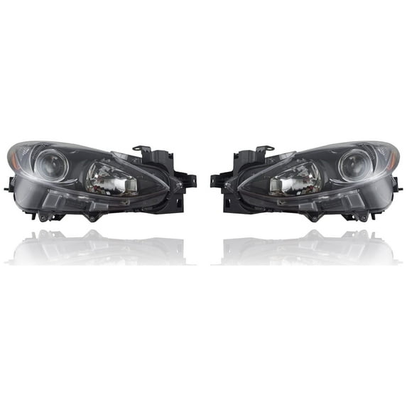 Headlight Assembly - Cooling Direct Fit/For MA2503144; MA2502144 14-16 Mazda Mazda3 Hatchback, 14-16 Sedan - Pair Left and Right Set, Halogen Type Fits select: 2015-2016 MAZDA 3 SPORT