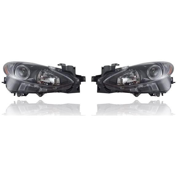 Headlight Assembly - Cooling Direct Fit/For MA2503144; MA2502144 14-16 Mazda Mazda3 Hatchback, 14-16 Sedan - Pair Left and Right Set, Halogen Type Fits select: 2015-2016 MAZDA 3 SPORT