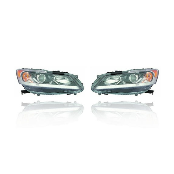 Headlight Assembly - DEPO Compatible/Replacement for '16-17 Honda Accord Sedan EX/EXL/Sport/SE - Halogen-Type With LED Daytime Running Light - Left Driver Right Passenger Set 33100T2AA81, 33150T2AA81