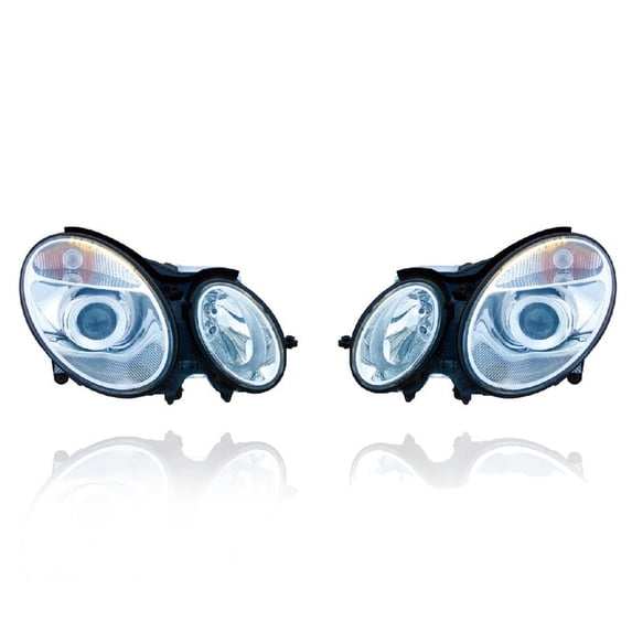 Headlight Assembly - Eagle Eye Fit/For 04-06 Mercedes-Benz 211 E-Class-Wagon, 03-06 Sedan - Halogen - Pair, Left Driver + Right Passenger Set - 2118200461, 2118200361